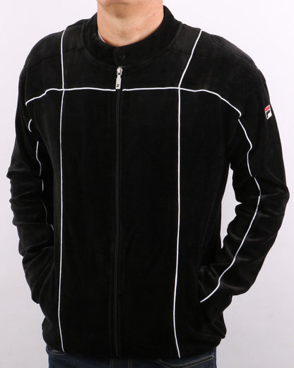Fila Vintage Terrinda Velours-Trainingsjacke Schwarz/Weiß