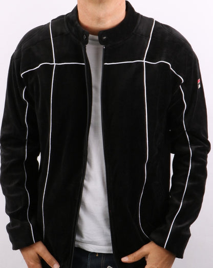 Fila Vintage Terrinda Velours-Trainingsjacke Schwarz/Weiß