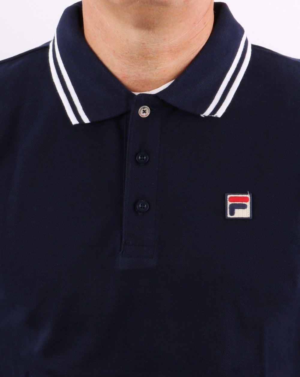 Fila Vintage Tipped LS Poloshirt Marineblau/Weiß