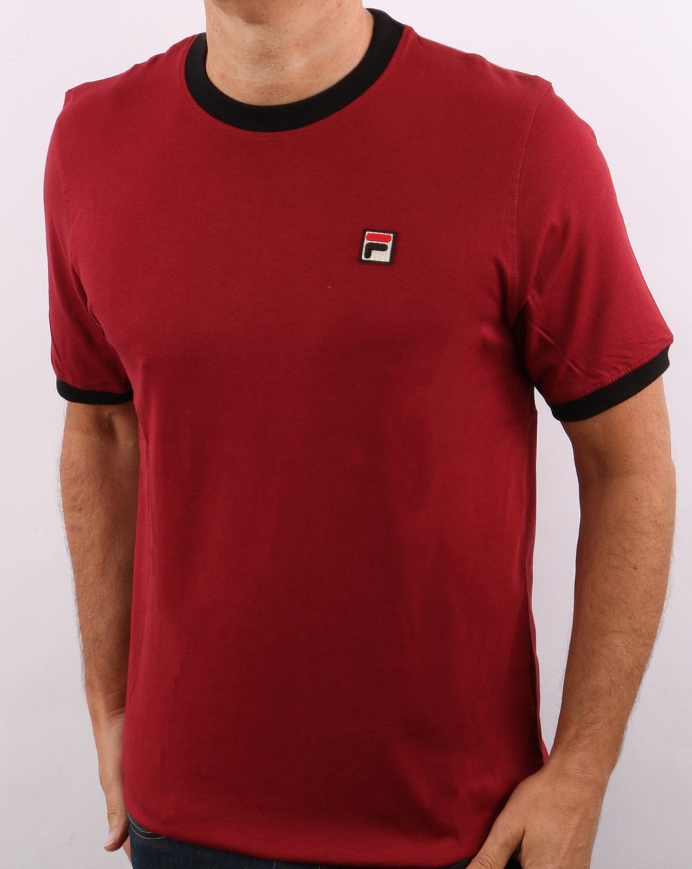Fila Vintage Marconi T-Shirt Dunkelrot/Schwarz