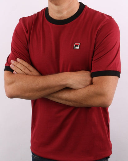 Fila Vintage Marconi T-Shirt Dunkelrot/Schwarz