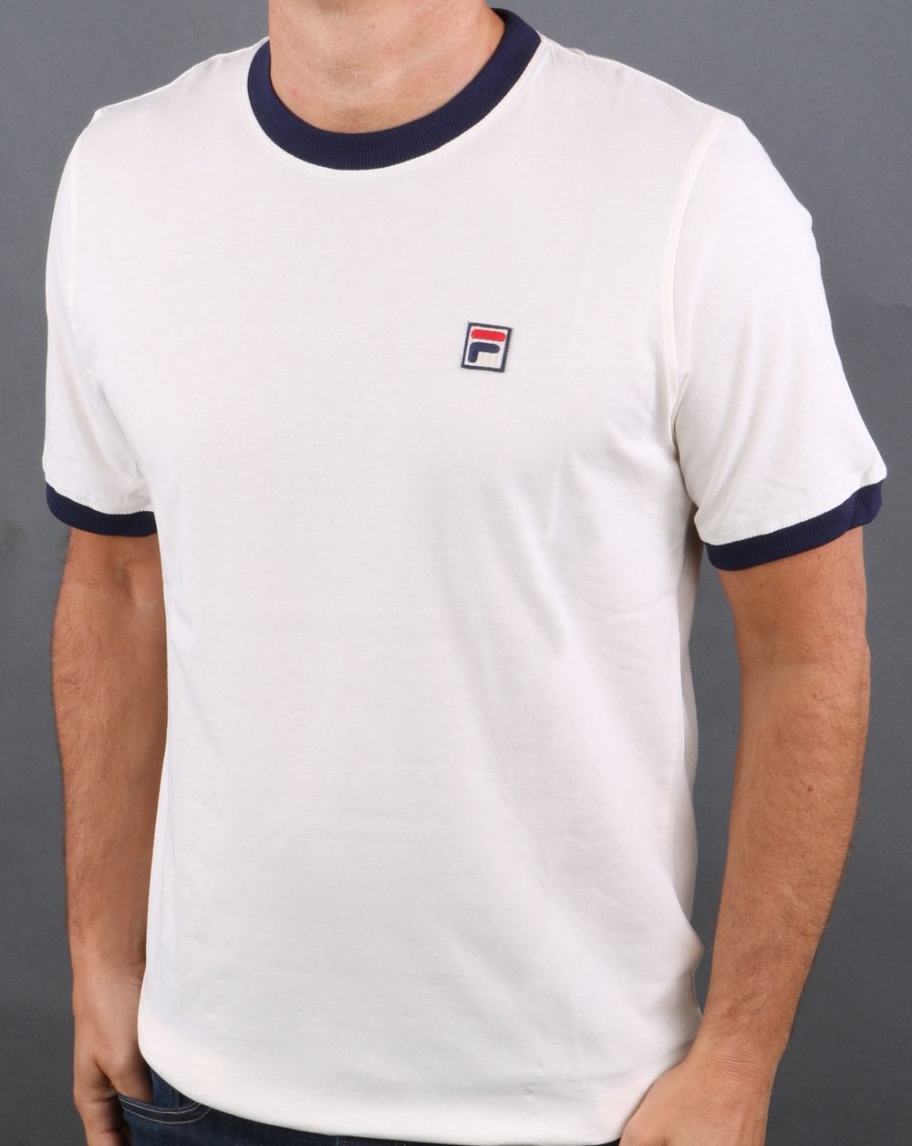 Fila Vintage Ringer T-Shirt Weiß/Marineblau