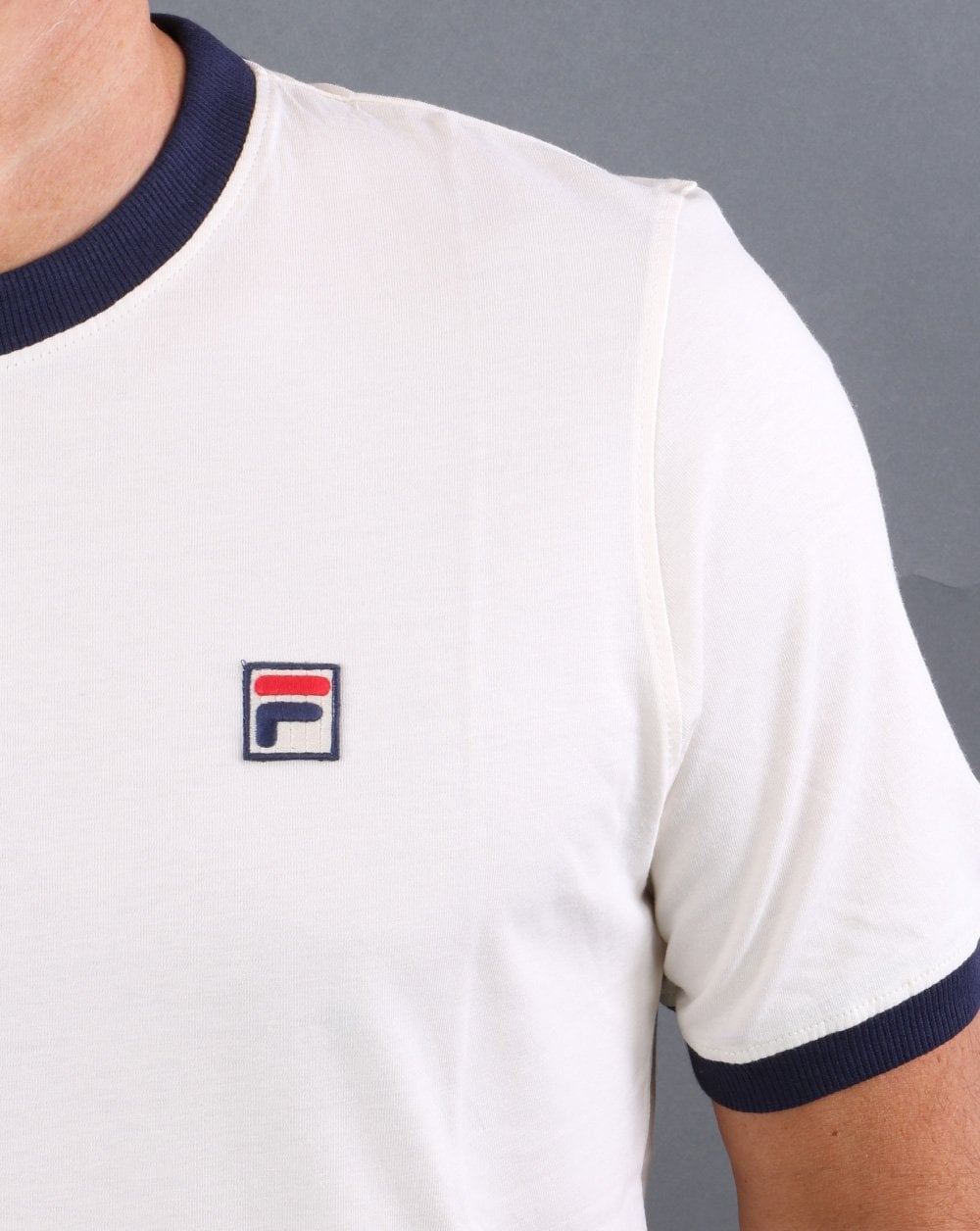 Fila Vintage Ringer T-Shirt Weiß/Marineblau