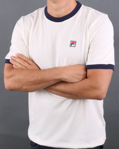 Fila Vintage Ringer T-Shirt Weiß/Marineblau