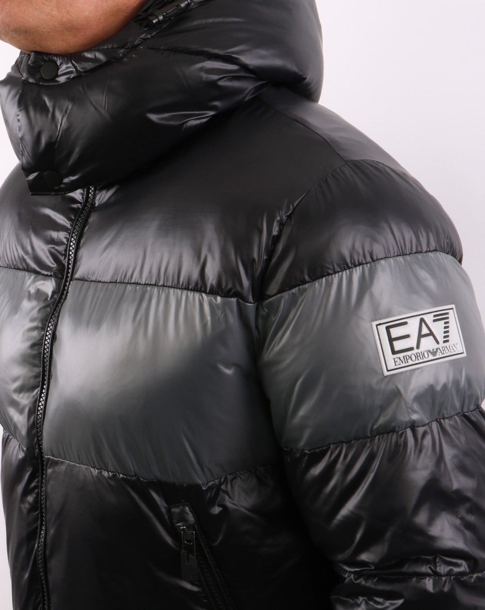 EA7 Pufferjacke Schwarz/Grau