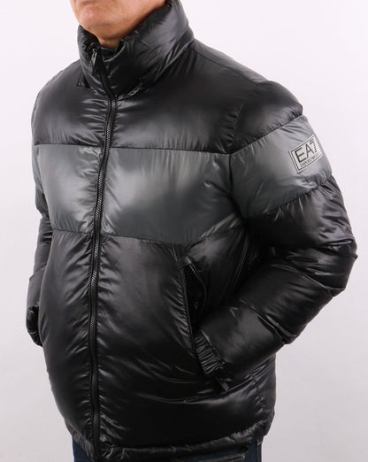 EA7 Pufferjacke Schwarz/Grau