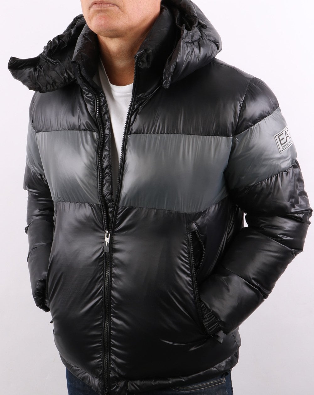 EA7 Pufferjacke Schwarz/Grau