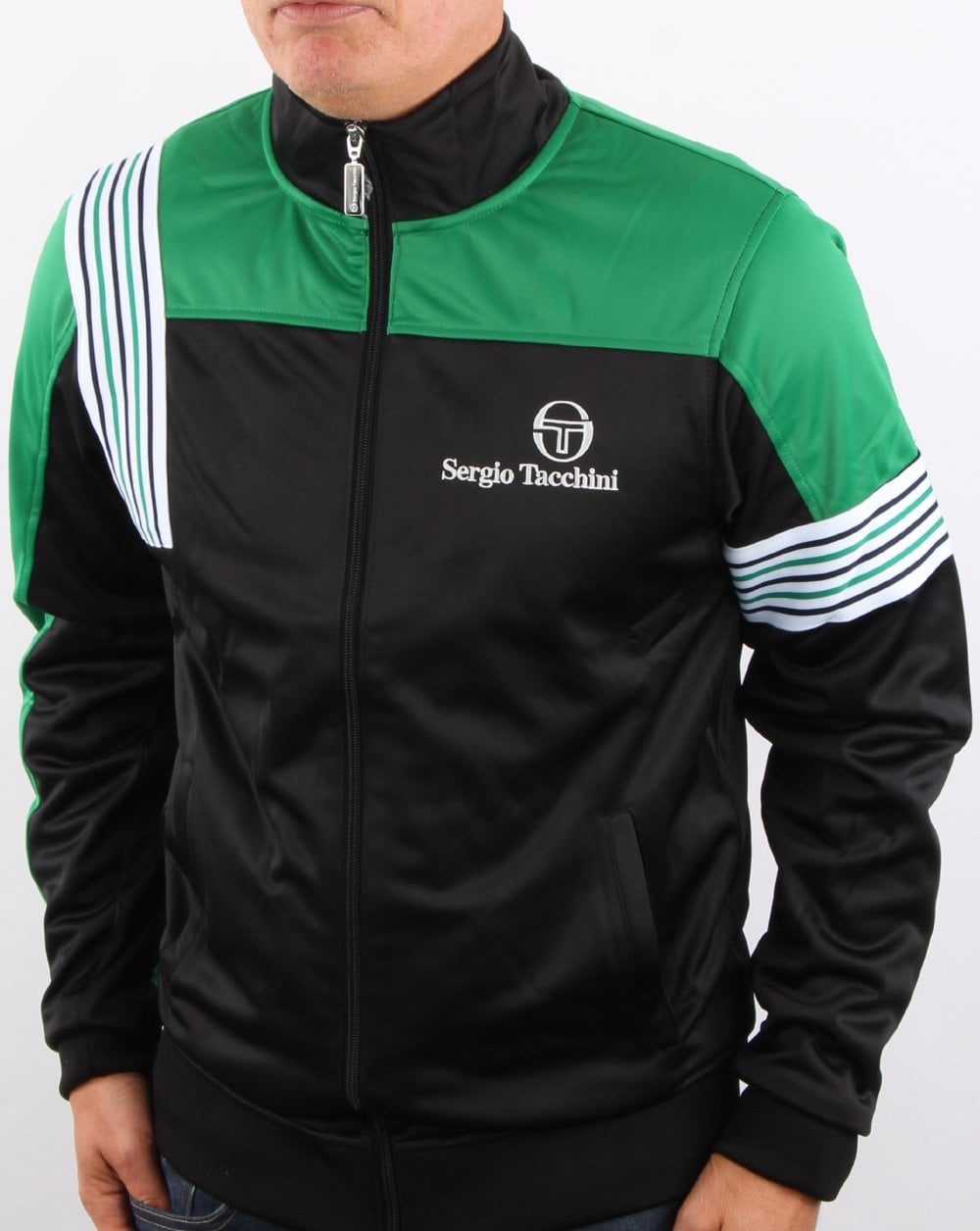 Sergio Tacchini Wilander Trainingsjacke Schwarz/Grün/Weiß