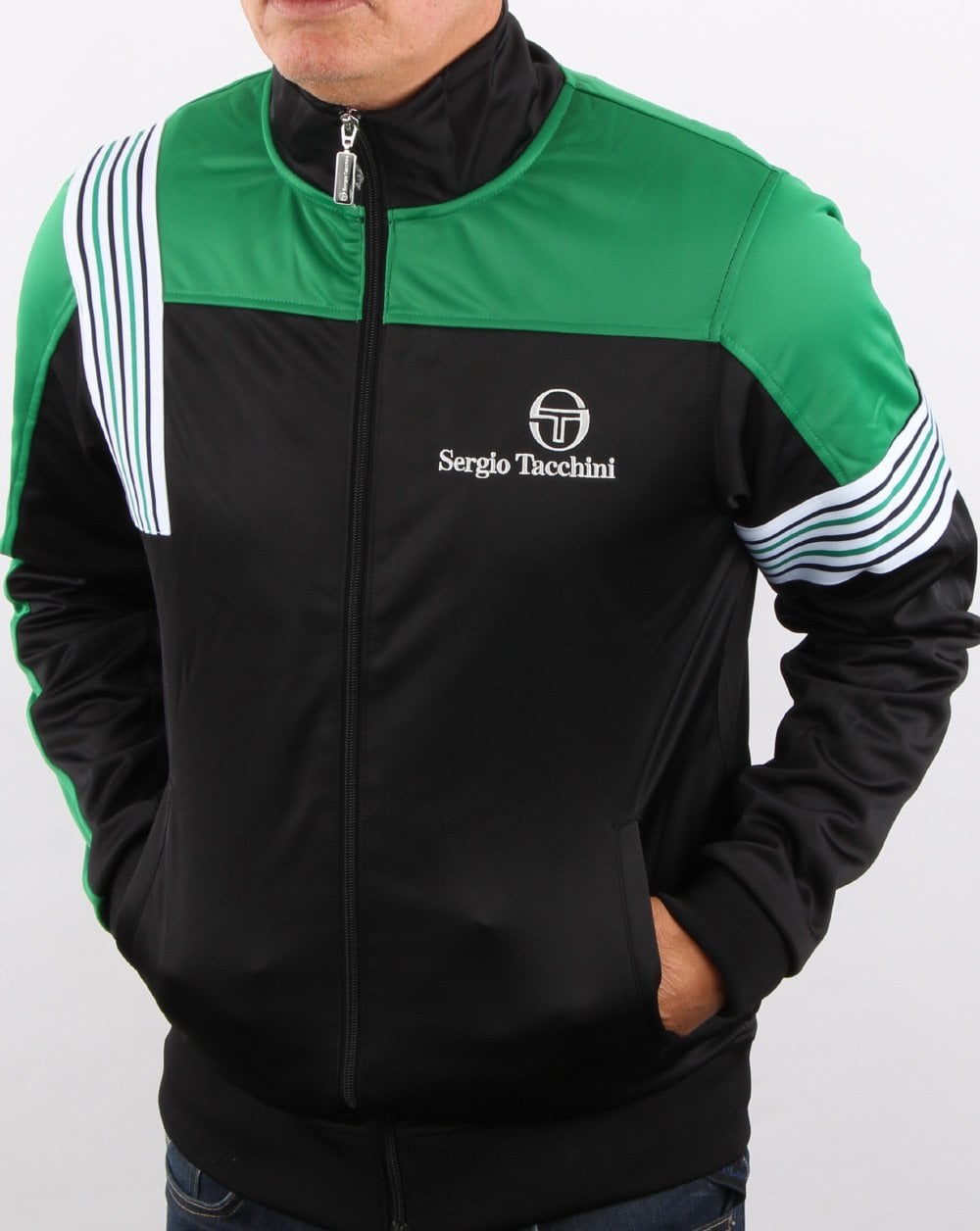 Sergio Tacchini Wilander Track Top Black/Green/White
