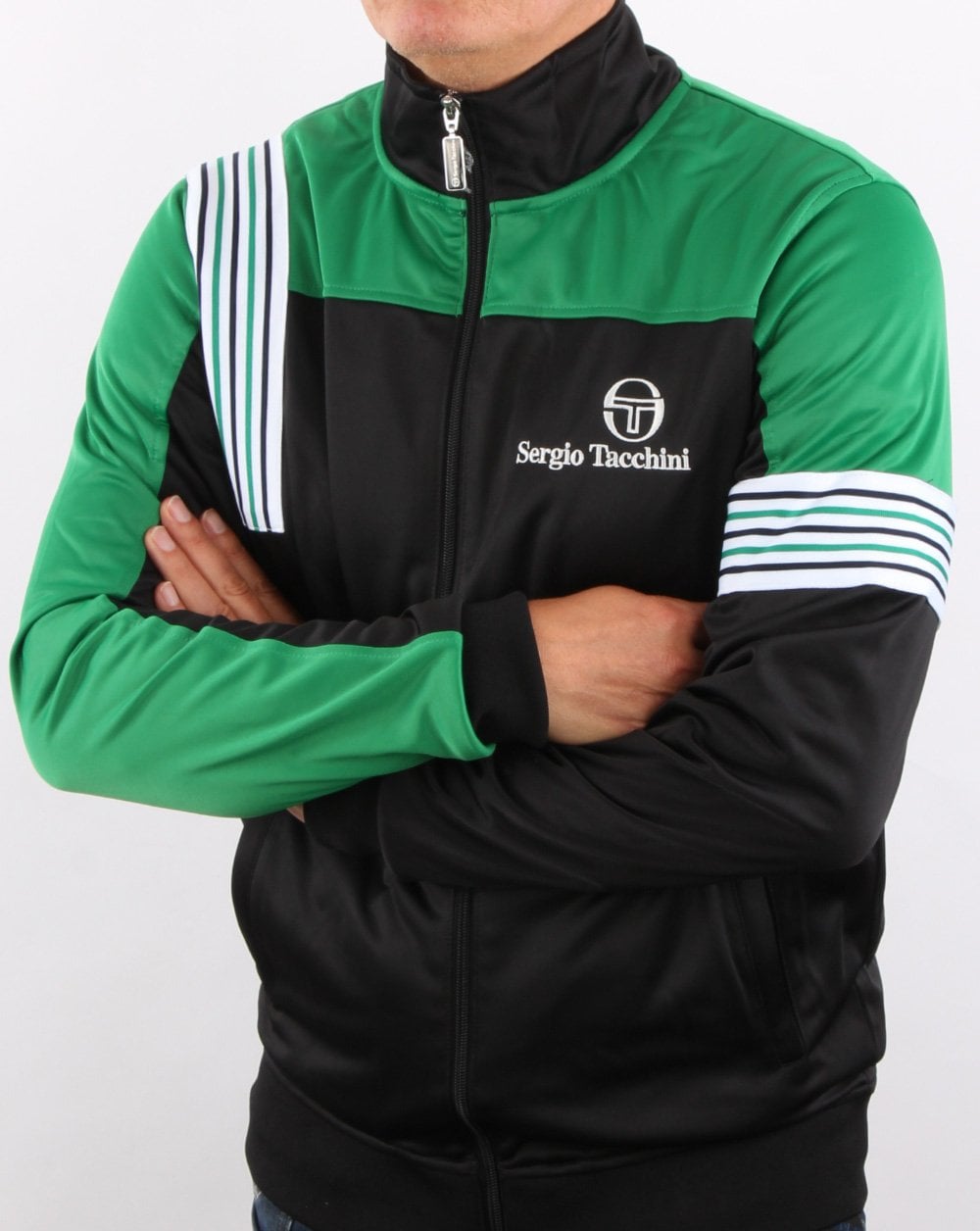 Sergio Tacchini Wilander Trainingsjacke Schwarz/Grün/Weiß