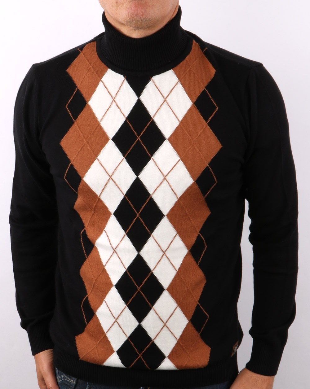 Trojan Diamond Strickrollkragen Schwarz