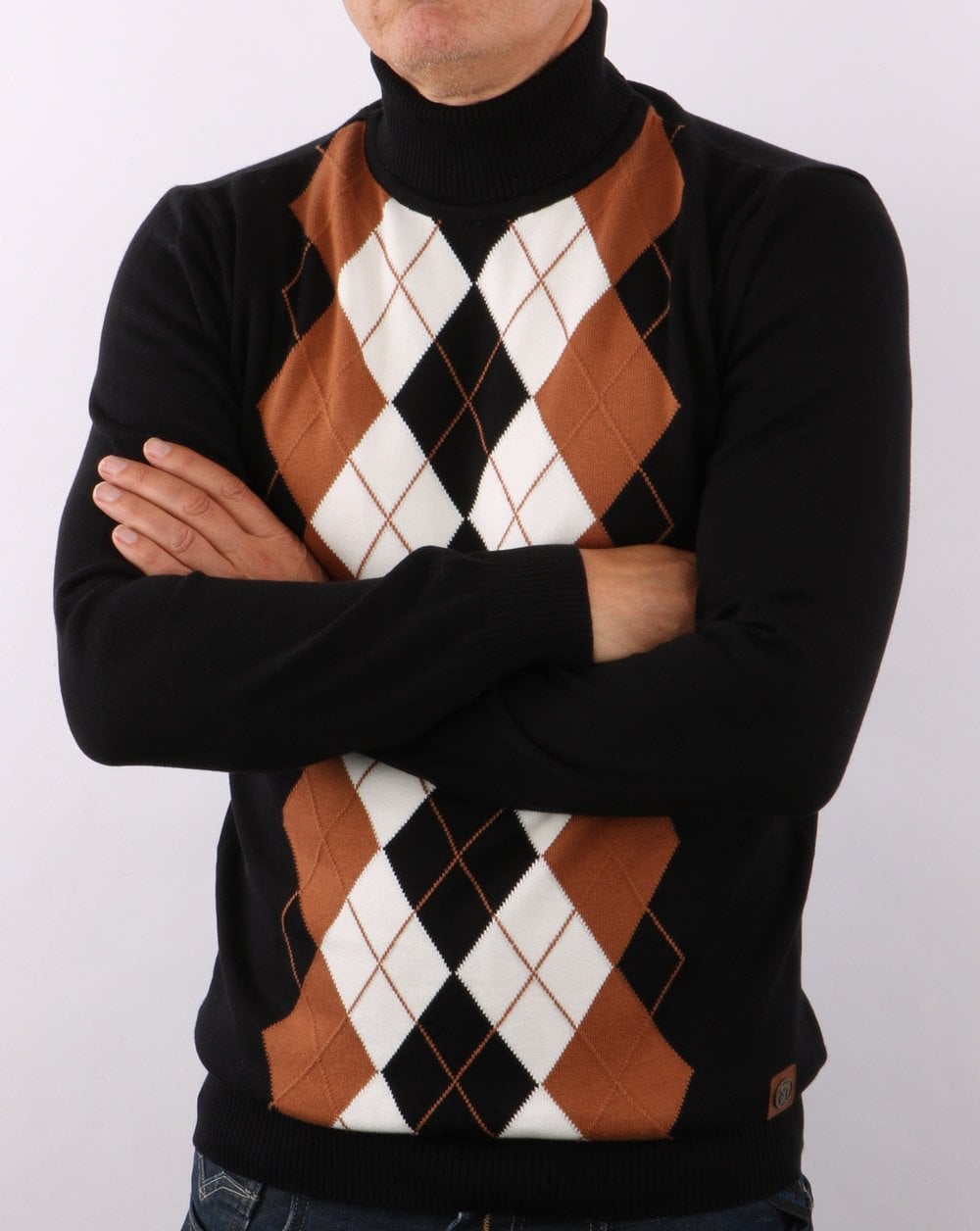 Trojan Diamond Knit Roll Neck Black