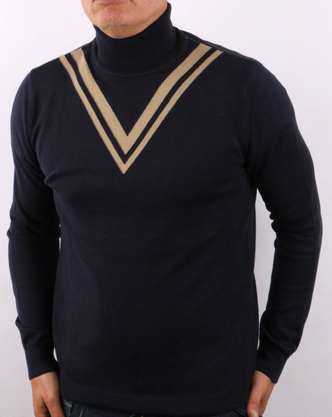 Ska & Soul Twin V Roll Neck Navy