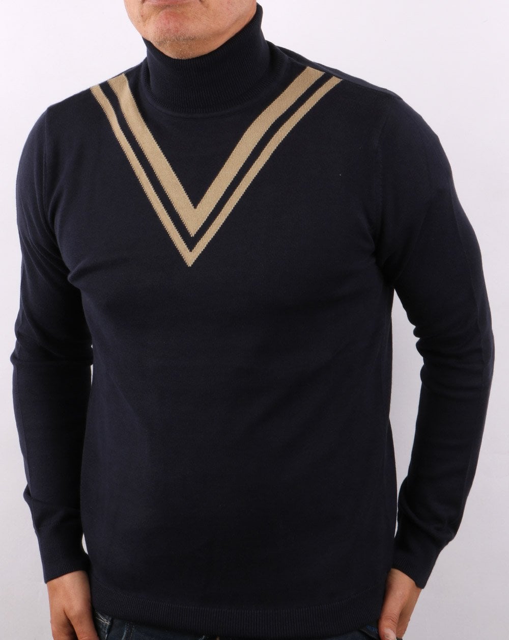 Ska &amp; Soul Twin V Rollkragenpullover, Marineblau
