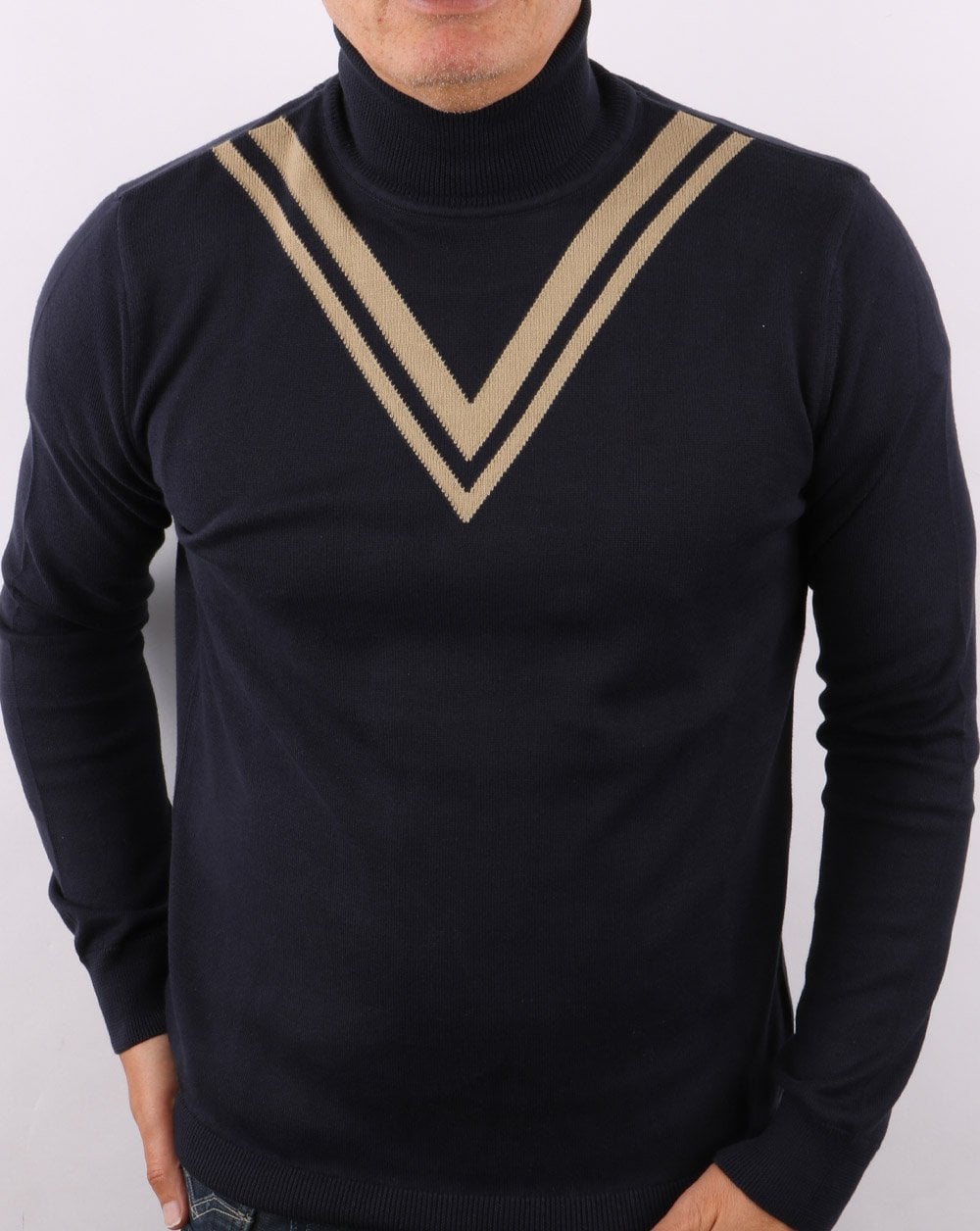 Ska &amp; Soul Twin V Rollkragenpullover, Marineblau