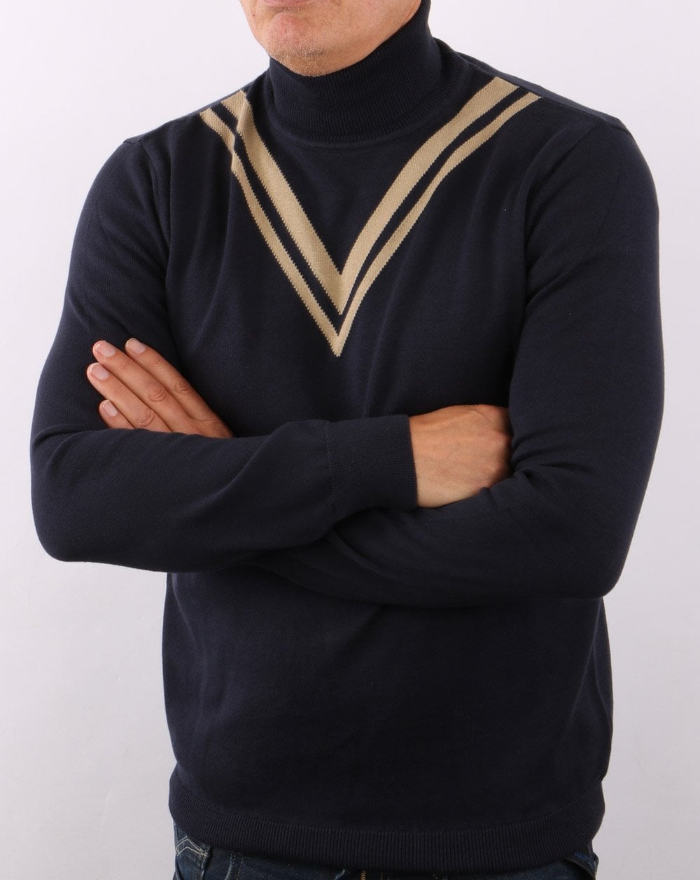 Ska &amp; Soul Twin V Rollkragenpullover, Marineblau