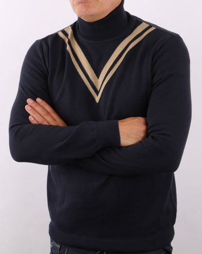 Ska &amp; Soul Twin V Rollkragenpullover, Marineblau