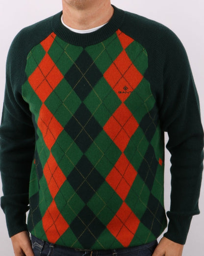 Gant Argyle Rundhalsausschnitt Tartan Grün