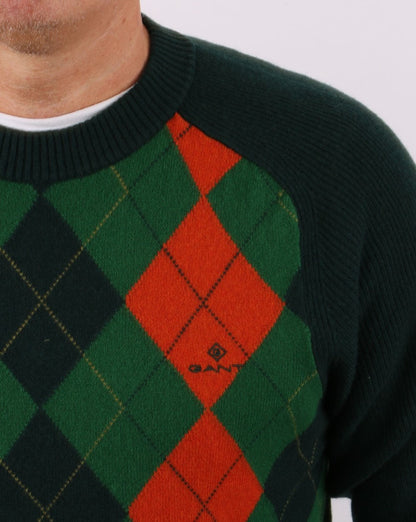 Gant Argyle Rundhalsausschnitt Tartan Grün