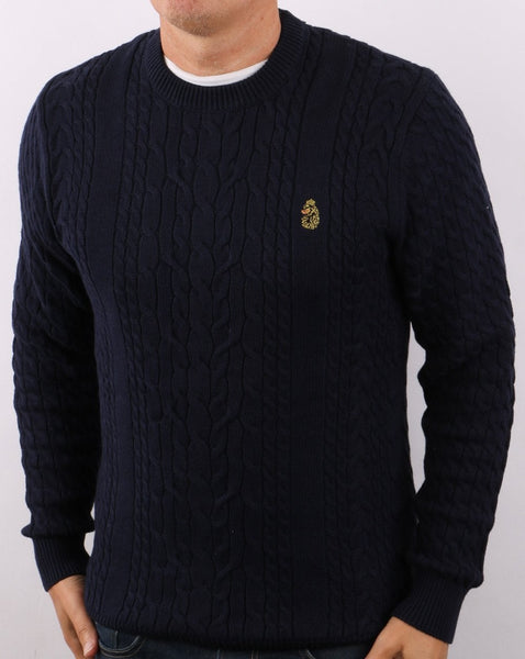 Luke Carter Johnson Cable Knit Dark Navy