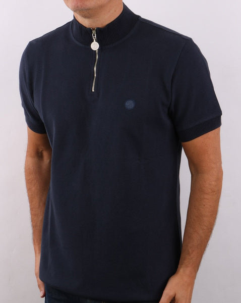 Pretty Green Grainford 1/4 Zip Top Navy