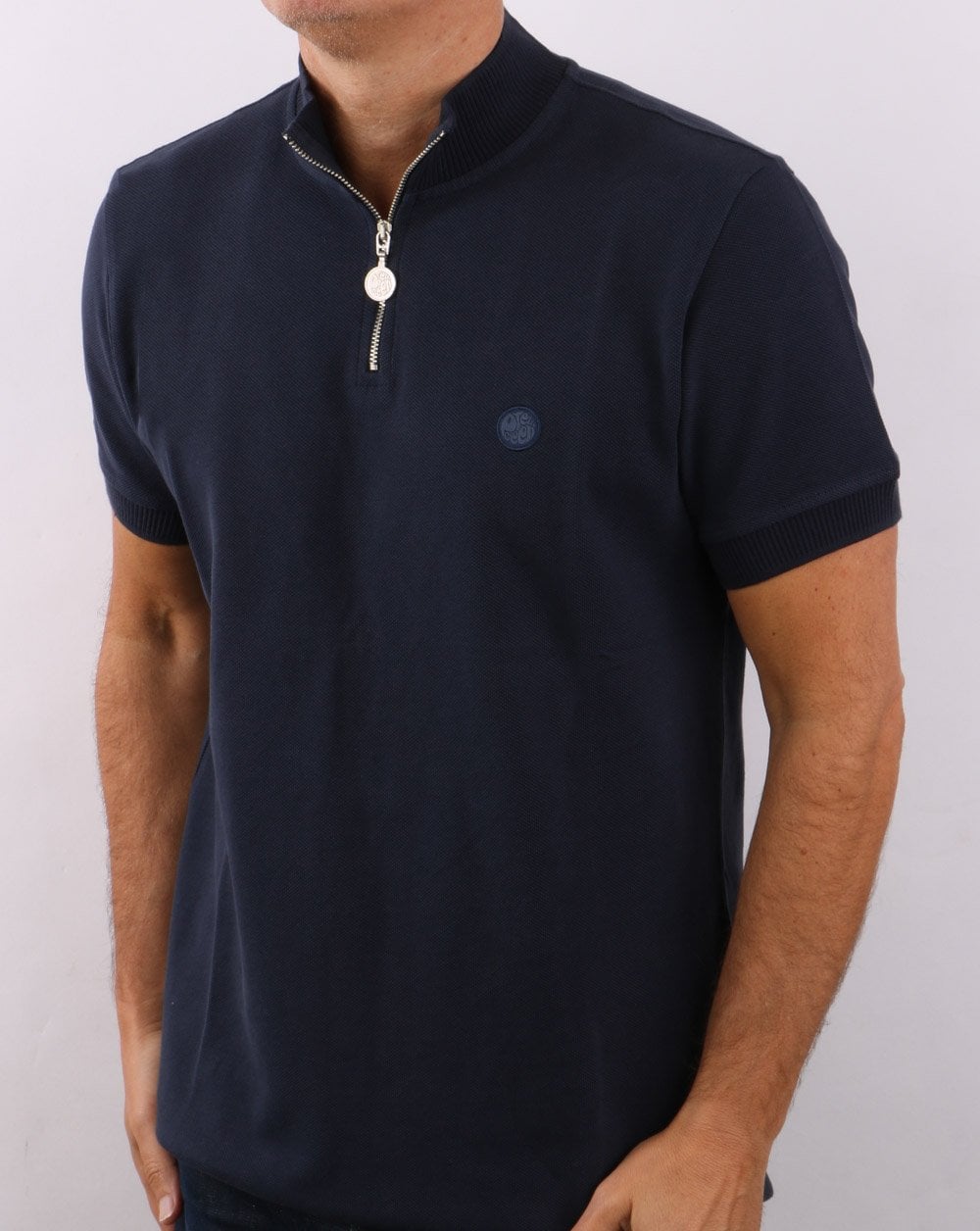 Pretty Green – Grainford – Oberteil mit 1/4-Reißverschluss, Marineblau
