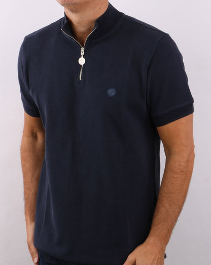 Pretty Green – Grainford – Oberteil mit 1/4-Reißverschluss, Marineblau