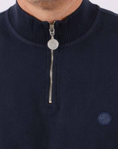 Pretty Green – Grainford – Oberteil mit 1/4-Reißverschluss, Marineblau
