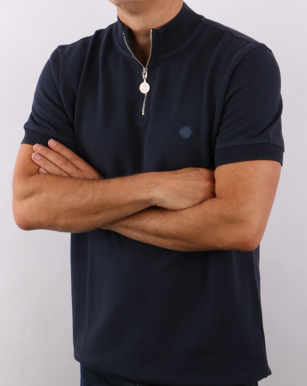 Pretty Green Grainford 1/4 Zip Top Navy