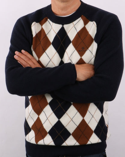 Gant Argyle Rundhalsausschnitt Marineblau