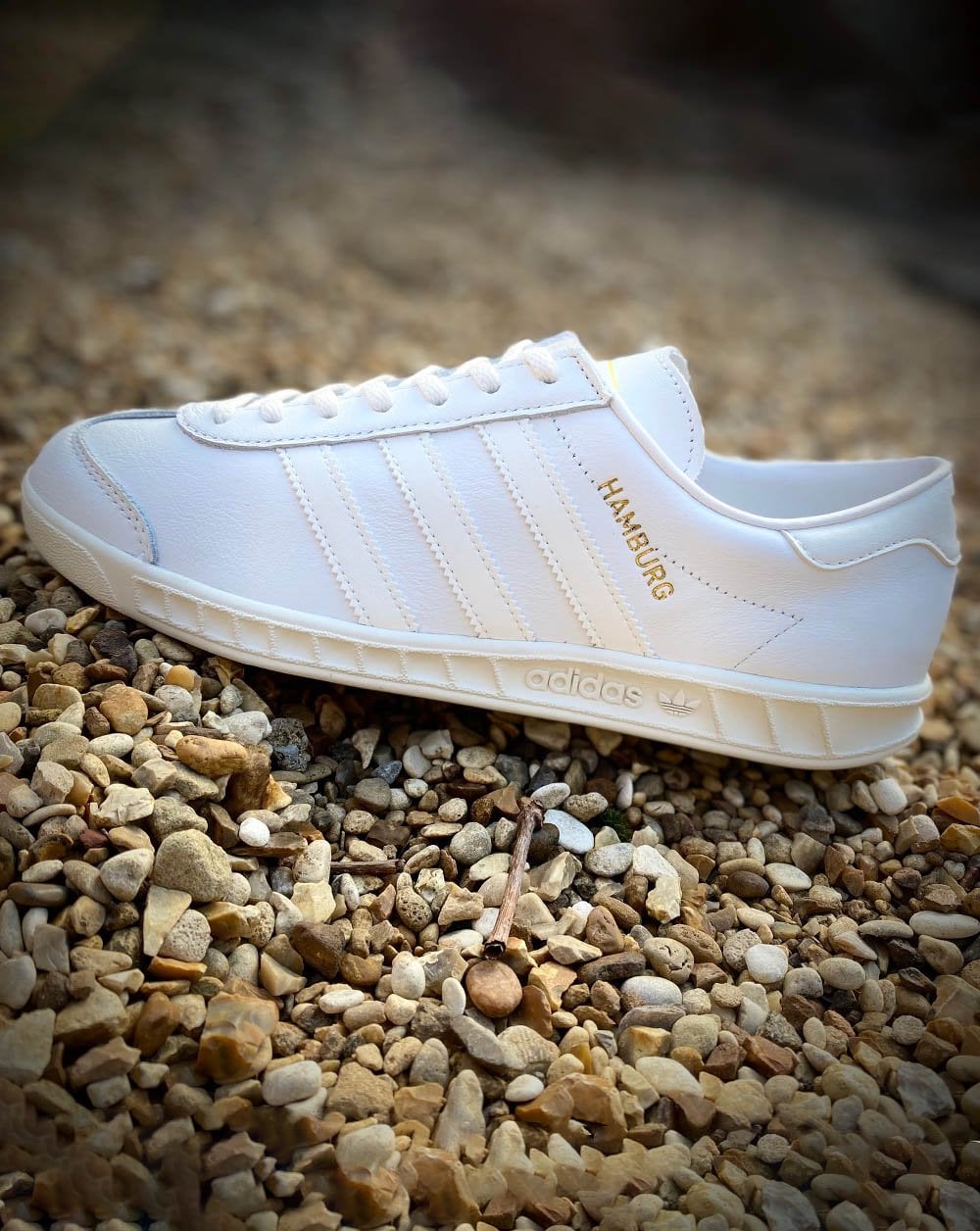 Adidas Hamburg Leder-Sneaker Vintage Weiß