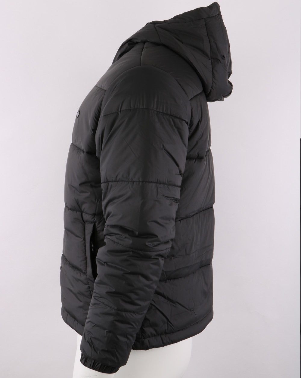 Adidas Originals – Wattierte Pufferjacke mit Kapuze in Schwarz