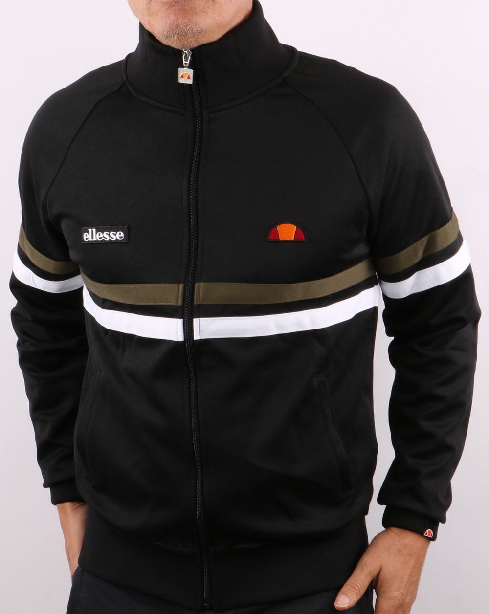 Ellesse Rimini Trainingsjacke Schwarz/Khaki/Weiß