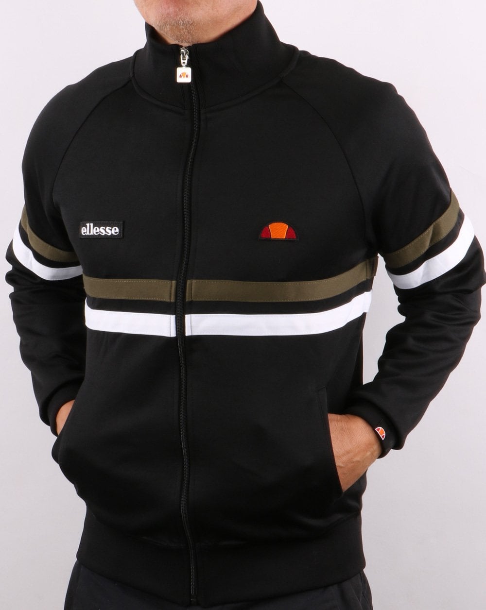 Ellesse Rimini Trainingsjacke Schwarz/Khaki/Weiß