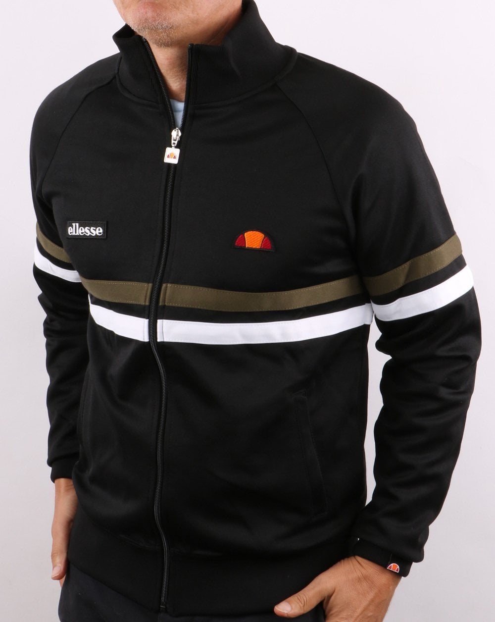 Ellesse Rimini Trainingsjacke Schwarz/Khaki/Weiß