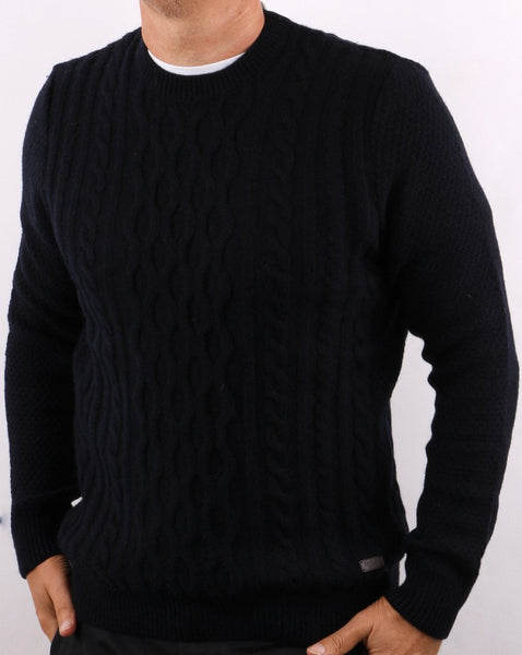 Barbour Cable Crew Neck Navy