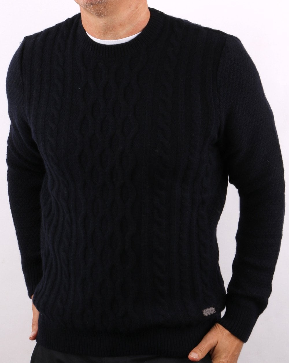 Barbour Cable Crew Neck Navy