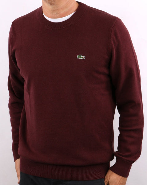 Lacoste Crew Neck Jumper Deep Burgundy