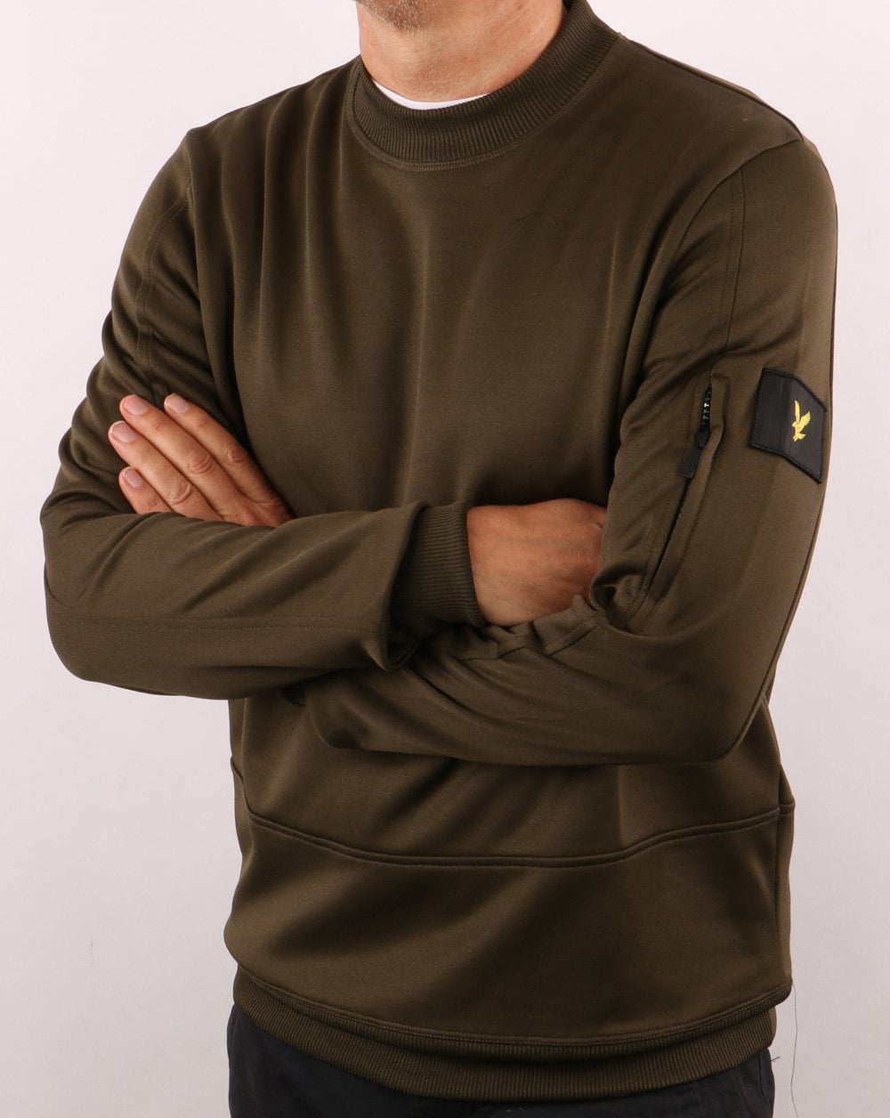 Lyle And Scott Tricot Sweatshirt mit Rundhalsausschnitt in Olivgrün