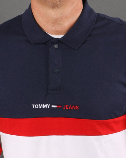 Tommy Hilfiger Rugby-Poloshirt im Farbblockdesign Marineblau/Rot/Weiß