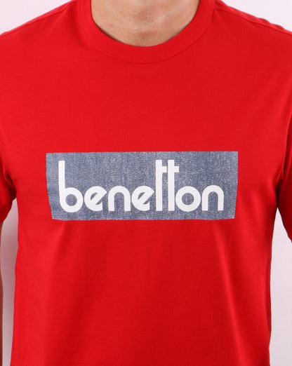 Benetton Klassisches Logo-T-Shirt Rot
