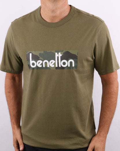 Benetton Classic Logo T-Shirt Khaki/Camo