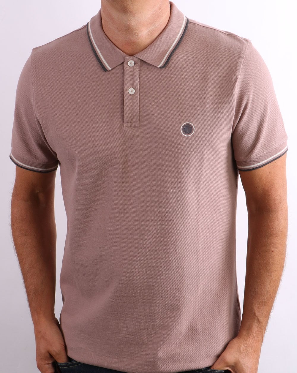 Pretty Green Tipped Polo Dunkelrosa