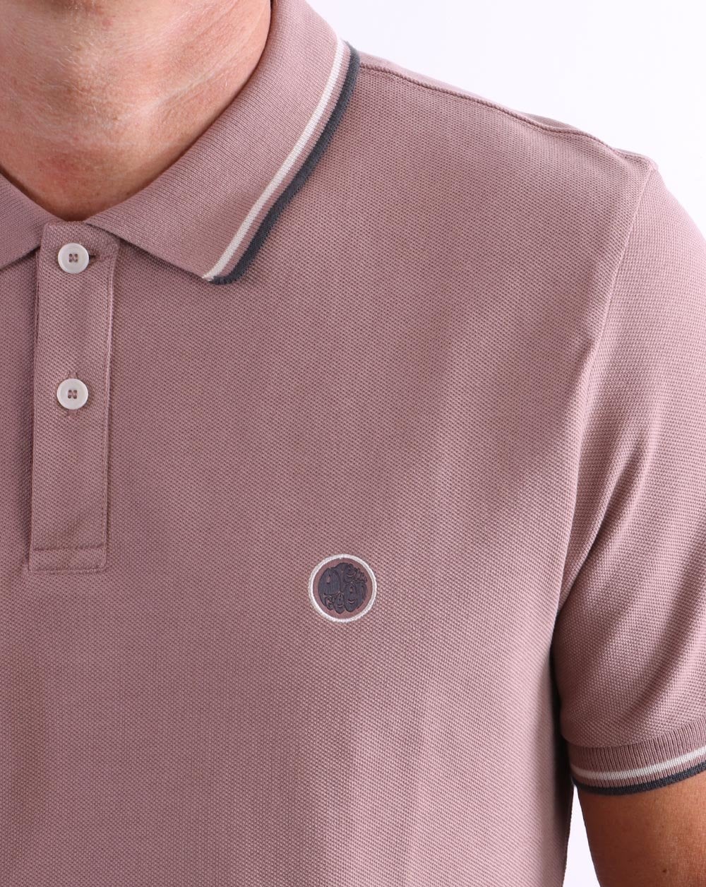 Pretty Green Tipped Polo Dunkelrosa