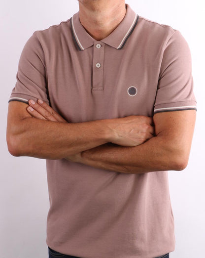Pretty Green Tipped Polo Dunkelrosa