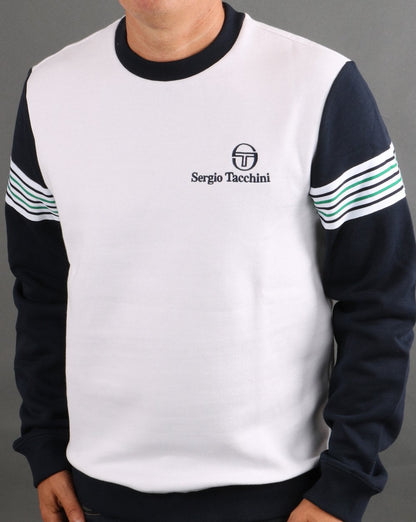 Sergio Tacchini Wilander Crew Sweatshirt Weiß/Marineblau/Grün