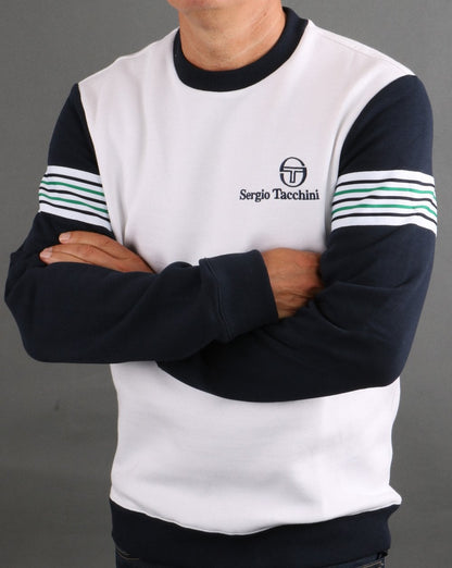 Sergio Tacchini Wilander Crew Sweatshirt Weiß/Marineblau/Grün