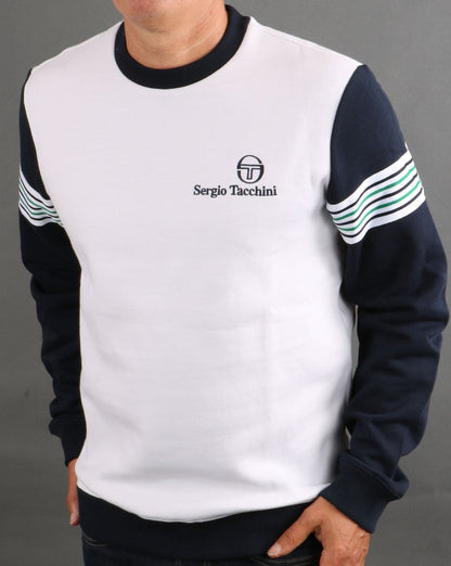 Sergio Tacchini Wilander Crew Sweatshirt Weiß/Marineblau/Grün