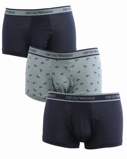 Emporio Armani – 3er-Pack Boxershorts, Marineblau/Grau