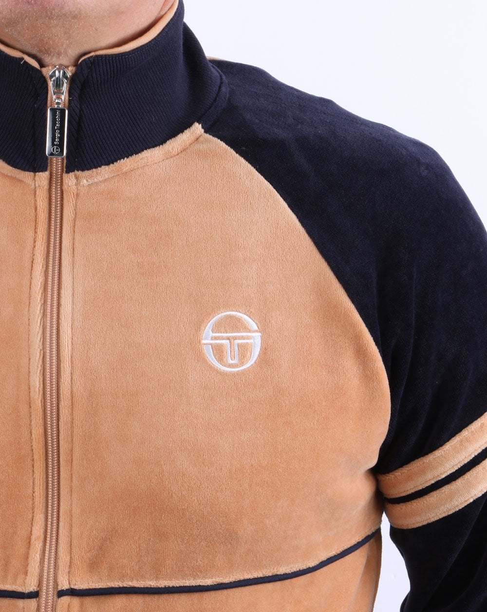 Sergio Tacchini Orion Velour Track Top Tan/Navy